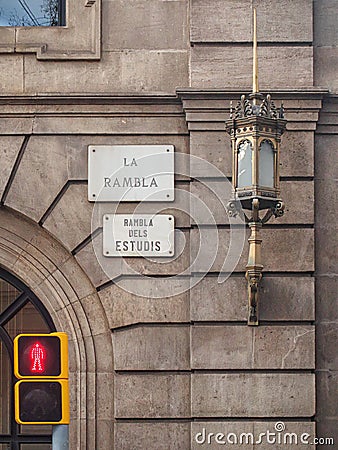 La Rambla streetsign Stock Photo