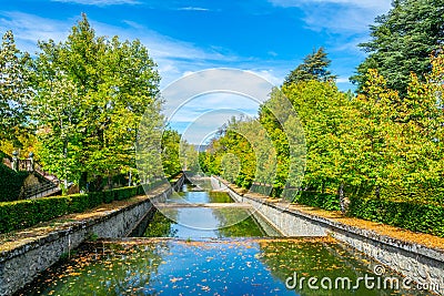 La ria cascade at Palace la Granja de San Ildefonso in Spain Stock Photo