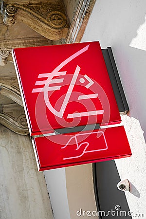 Sign for the French Savings Bank Caisse d'Epargne showing the Editorial Stock Photo