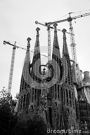 La Sagrada Familia towers at Nacimiento fachade Editorial Stock Photo