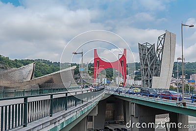 The La Salve road bridge over Nervion Rifer Bilbao Spain Editorial Stock Photo