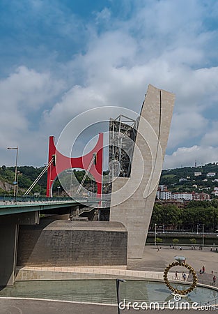 The La Salve road bridge over Nervion Rifer Bilbao Spain Editorial Stock Photo