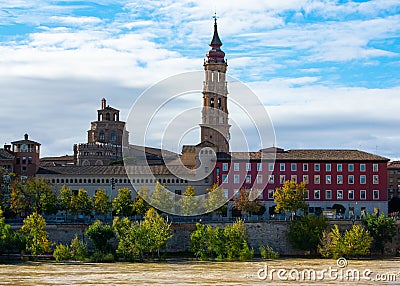 La Seo Cathedral, famous construction with romanesque, mudejar and ghotic parts in Zaragoza, Spain Stock Photo