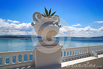 La Toja island Toxa beach flower pot in Pontevedra Stock Photo