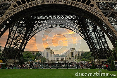 Under the Eiffel tower in Paris, France Editorial Stock Photo