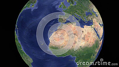 La Tunisie avec le drapeau la terre 3d dans l'espace La Tunisie avec le drapeau la terre 3d dans l'espace