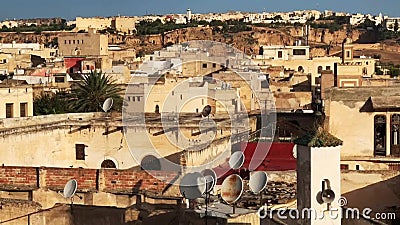 La Vue Panoramique Sur Les Dessus De Toit Au Lever De Soleil La Médina De Fes Afrique Maroc