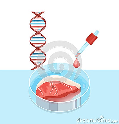 Lab grown meat image. Editable vector illustration Vector Illustration