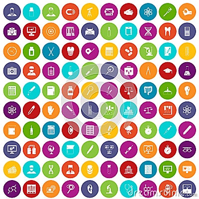 100 lab icons set color Vector Illustration