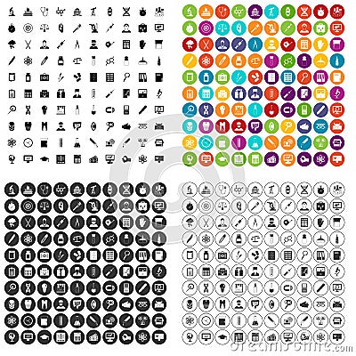100 lab icons set vector variant Vector Illustration