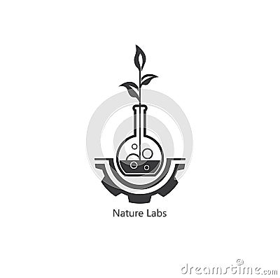 Lab nature logo template design. sprout leaf. simbol, icon, ecology. Vector illustration Vector Illustration