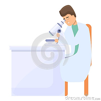 Lab scientist microscope icon, cartoon style Vector Illustration