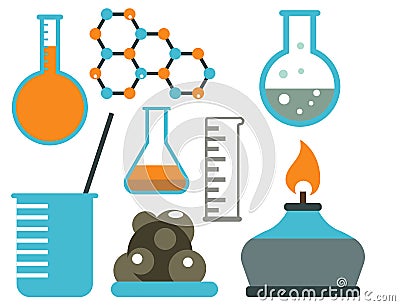 Lab symbols test medical laboratory scientific biology design science chemistry icons vector illustration. Vector Illustration