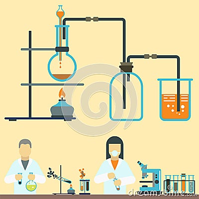 Lab symbols test medical laboratory scientific biology design science chemistry icons vector illustration. Vector Illustration