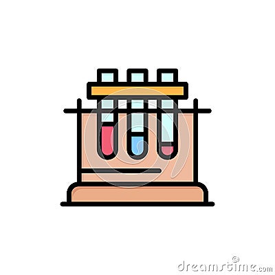 Lab, Test, Chemistry, Science Flat Color Icon. Vector icon banner Template Vector Illustration