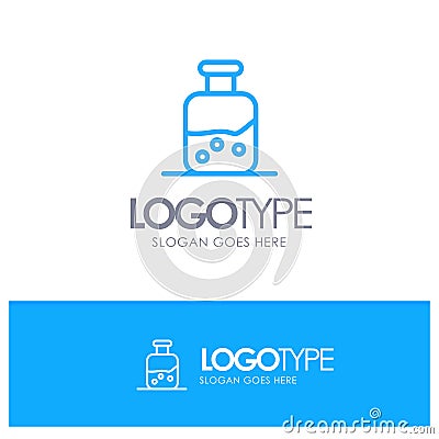 Lab, Test, Science, Bottle Blue Outline Logo Place for Tagline Vector Illustration