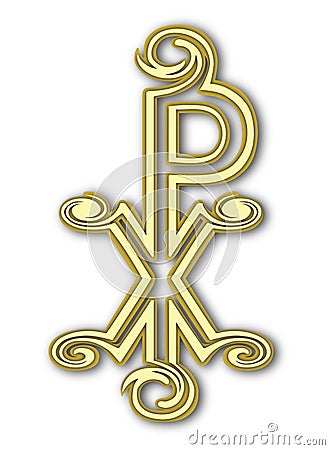 Labarum. Christogram. Christian Chi Rho symbol (for Christ) Stock Photo