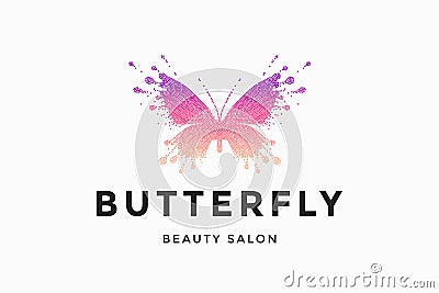 Label of beauty salon Butterfly Vector Illustration