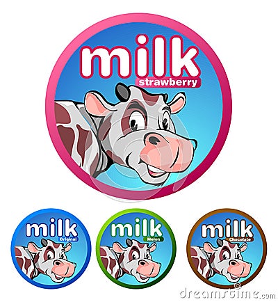 Label or brand of beverage milk products Vector Illustration