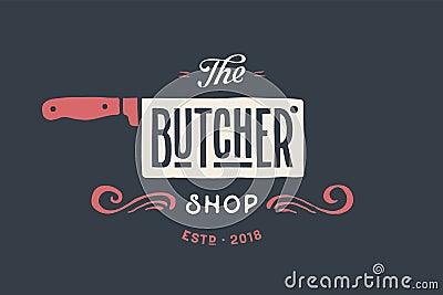 Label of Butchery meat shop Vector Illustration