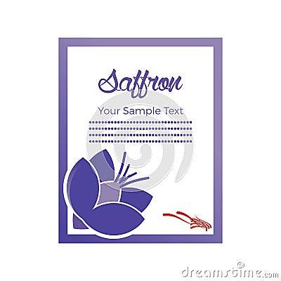 Label card or invitation card with saffron flowers. Vector illustration with a bouquet of crocuses Vector Illustration