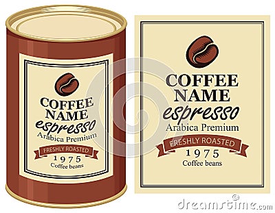 Label of coffe beans Vector Illustration