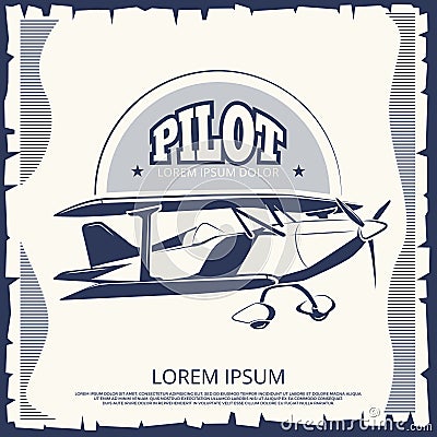 Label design - vintage poster airplane Vector Illustration