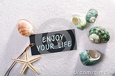 Label with enjoy your life Stock Photo