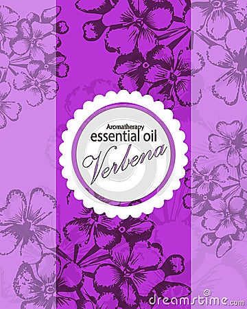 Label for essential oil of verbena Vector Illustration