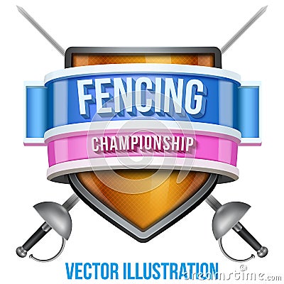 Label for fencing sport competition. Bright Stock Photo