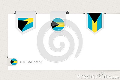 Label flag collection of The Bahamas in different shape. Ribbon flag template of The Bahamas Vector Illustration