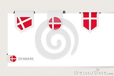 Label flag collection of Denmark in different shape. Ribbon flag template of Denmark Vector Illustration