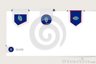 Label flag collection of Guam in different shape. Ribbon flag template of Guam Vector Illustration