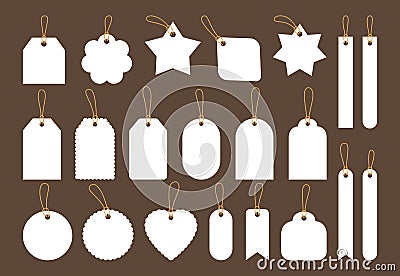 Label frame empty tag template set blank price stickers discount cord vector Vector Illustration