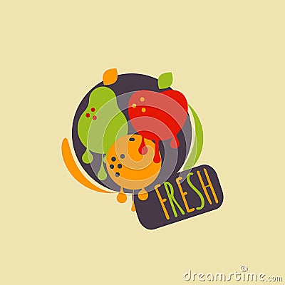 Label fresh fruit Vector Illustration