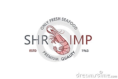 Fresh shrimp label Vector Illustration