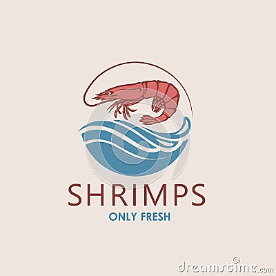 Fresh shrimp label Vector Illustration
