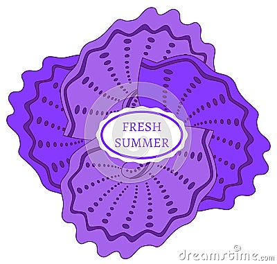 Label fresh summer violet shell frame Vector Illustration