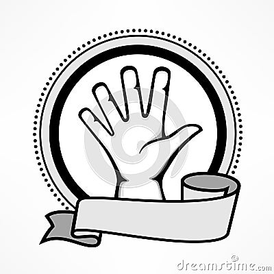 Label with gestures human hand Vector Illustration