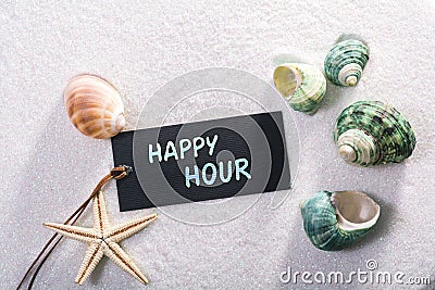 Label with happy hour Stock Photo