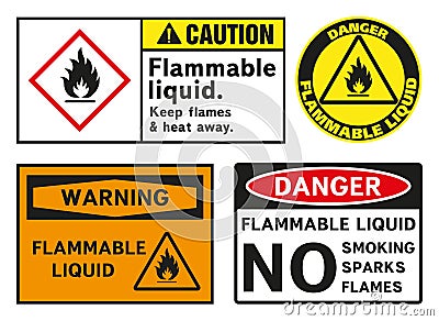 Label hazardous combustible liquid materials Vector Illustration