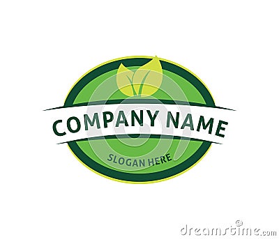 label leaf natural green food logo design Stock Photo