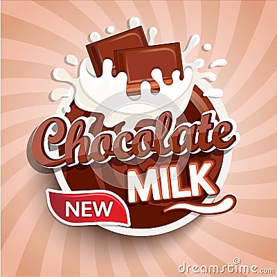 Label, logo of fresh chocolate milk. Vector Illustration