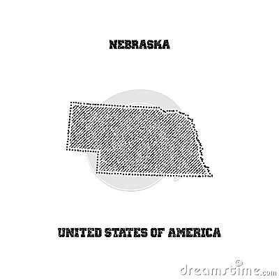 Label with map of nebraska. Cartoon Illustration