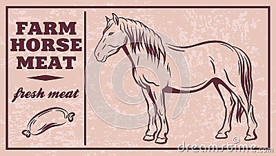 Label of meat products. Horsemeat Vector Illustration