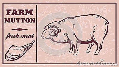 Label of meat products. Mutton Vector Illustration