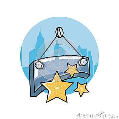 label metal hanging with set of stars Cartoon Illustration