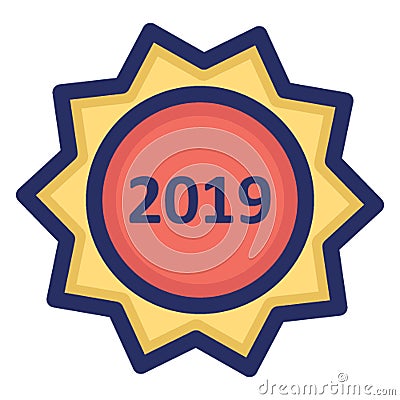 Label, new, sticker, year Isolated Vector icon which can easily modify or edit Stock Photo