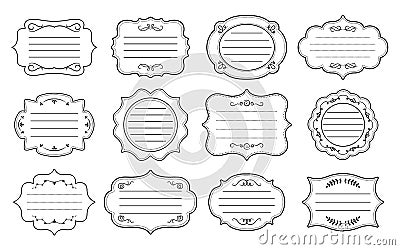Label ornamental frames set divider elegant vector Vector Illustration