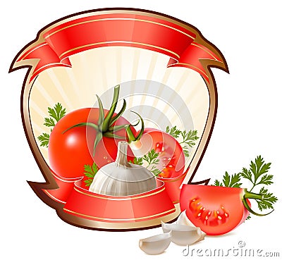 Label for a product (ketchup, sauce) Vector Illustration